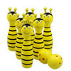 Madera Animal Bolos Bola Juego Bebé Intelectual Juguete Infantil 6 Pins 2 Ball