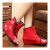 Flowers Vintage Beijing Cloth Shoes Embroidered Boots   black  35