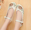 Chinese Ethnic Embroidery Ballet Flat Marry Janes Dancing Shoes Gold Flowers