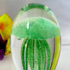 Glass Black GLOWING JELLYFISH Paperweight Glow in the Dark WITH LED BASE