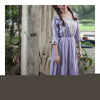 Mercerized Cotton Embroidery Craft Vintage Long Dress    violet   S