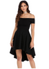 Sexy Negro Hombro Descubierto Dobladillo Asimétrico Boutique Vestido de Fiesta