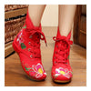 Vintage Beijing Cloth Shoes Embroidered Boots 11-01   red  35