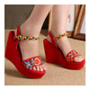 Embroidered Shoes Platform Slipsole Sandals Ballet  High Heel Summer