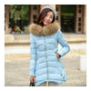 Winter Woman Middle Long Slim Plus Size Down Coat   lake blue