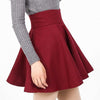 High Waisted Bust Skirt Middle Long Pleated A-line Skirt wine red S