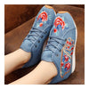 Prunus Triloba Sports Shoes Vintage Beijing Cloth Shoes Embroidered Shoes   blue