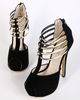 Gold Hollow Out Roma Peep-toe Platform High Heels for Party Event Club Black/Red