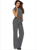 Plus Size Geo Casual Sleeveless Wide Leg Playsuit Jumpsuit Overall Romper W Belt