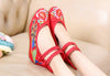 Vieux Beijing Chiffon Chaussures Brodé à Talon Haut Femme National Style