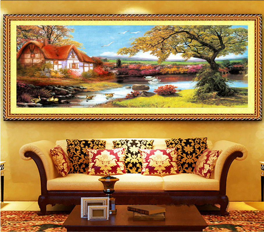 The new round diamond diamond embroidery living room lodge 5D diamond painting