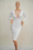 Women Sexy Lace Up Long Sleeve Bandage Club Bodycon Party Cocktail Pencil Dress