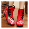 Vintage Beijing Cloth Shoes Embroidered Boots 12-02   red  35