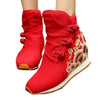 Wave Vintage Beijing Cloth Shoes Embroidered Boots red 35