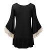 Black Gothic Crochet Bell Sleeve Sweetheart Casual Mini Dress