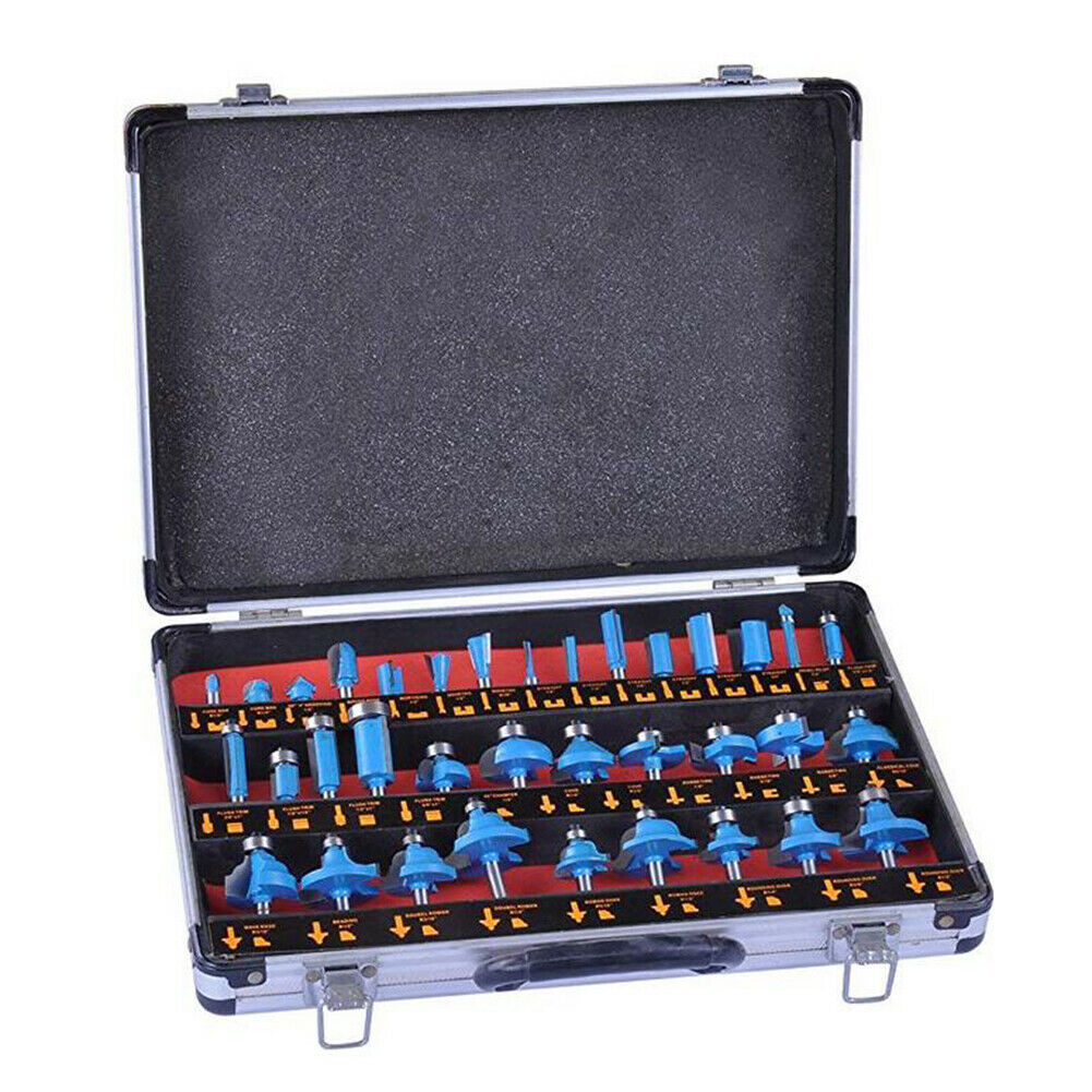 35 Bit Multi- Profile Router Bit Set Woodworking 1/4