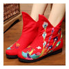 Blatant Peacock Vintage Beijing Cloth Shoes Embroidered Boots red thin shoes 35