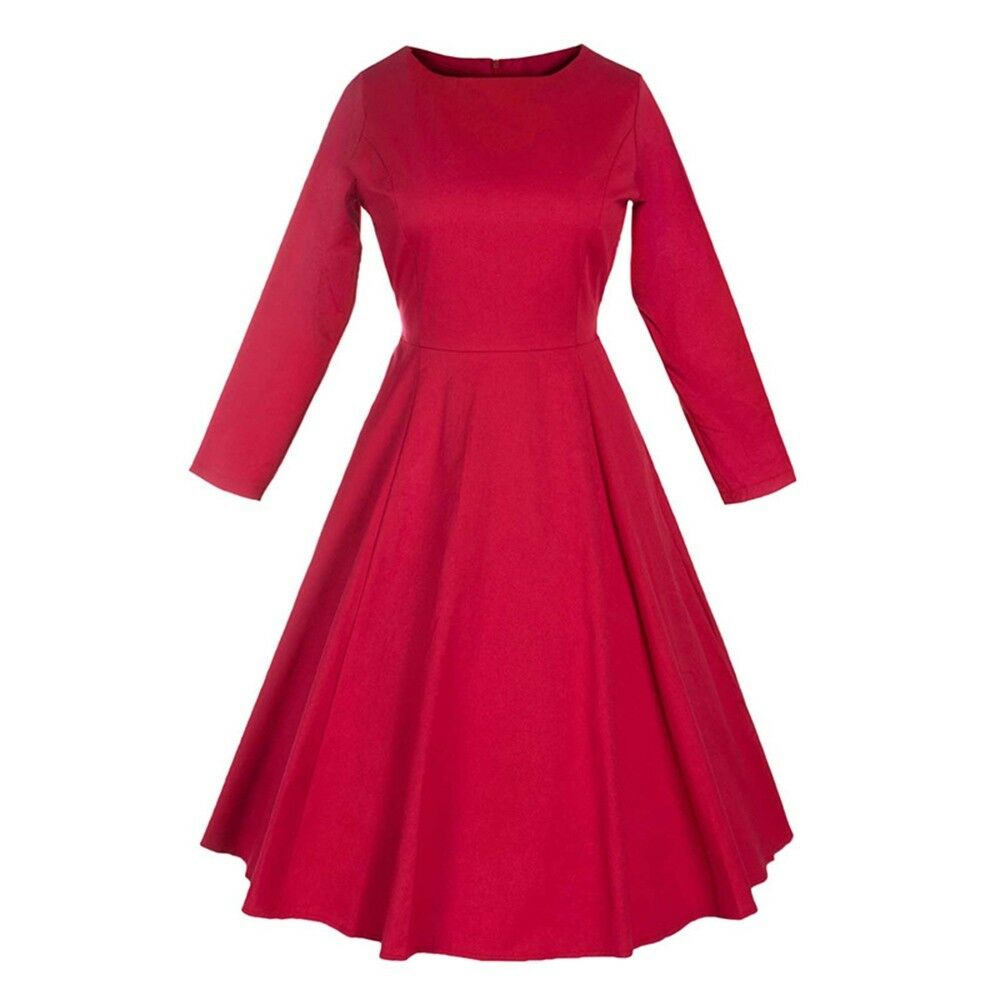 Bowknot Seventh Sleeve Round Collar Bubble Skirt   red