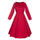 Bowknot Seventh Sleeve Round Collar Bubble Skirt   red