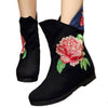 Peacock Vintage Beijing Cloth Shoes Embroidered Boots black 35