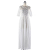 Lacets Macramé Mousseline Sexy Robe Complète Blanc