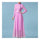 Long Sleeve Dress Stand Collar Macrame Pleat   light purple   S