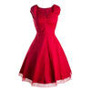 Vintage Hepburn Stil Ärmellos Einfarbig Kleid Rot