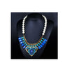 Exagéré Collier Zircone Perle Carré National Collier Style Bleu