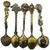 5 Pcs Alloy Vintage Royal Style Bronze Carved Small Coffee Spoon Flatware