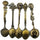 5 Pcs Alloy Vintage Royal Style Bronze Carved Small Coffee Spoon Flatware