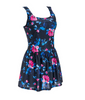 Women Classic Black Blossom Floral Padded One Piece Dress Swimsuit Padded Bra