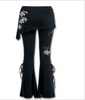 Black Gothic Punk Folded Floral Lace Over Wide Leg Trousers Pants Plus Size