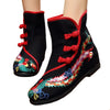 Vintage Beijing Cloth Shoes Embroidered Boots 12-03   black  35