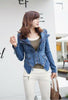 Vintage Hot Punk Grils Cool Rivet Studded Shoulder Motorcycle Denim Coat Jacket