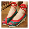 Vieux Beijing Brodé Chiffon Chaussures à la Mode Vert