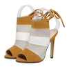 Cromático Color Arcoiris Sandalias Tacón Alto Gladiador Zapatos de Aguja Verano