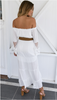 White Boho Crochet Bell Sleeves Off Shoulder Maxi Long Dress