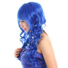 60cm Long Curly Front Lace Cosplay Party one piece Hair cap Wig  Sapphire Blue