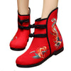 Vintage Beijing Cloth Shoes Embroidered Boots 12-01   red with cotton  35