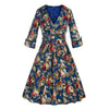 Hepburn Style Lapel Printing Big Peplum Vintage Dress