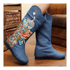 Pavo Real Vintage Beijing Cloth Zapatos Bordado Botas Azul 35