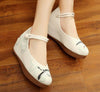 Vintage Chinesisch Ethnische Stickerei Hoher Absatz Aufzug Tanzen Schuhe Vögel