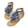 Flacher Abzatz Blumen Sandalen Verschiedene Größe Damen Schuhe Sommer Essential