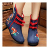 Vintage Beijing Cloth Shoes Embroidered Boots 12-01   blue  35