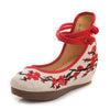 Chinese Ethnic Embroidery Inner high Heel Elevator Cheongsam Dress Shoes Plum