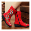 Vintage Beijing Cloth Shoes Embroidered Boots red 35