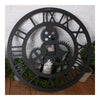 Vintage Industriel Loft Bois Embrayage Horloge Mural Doré