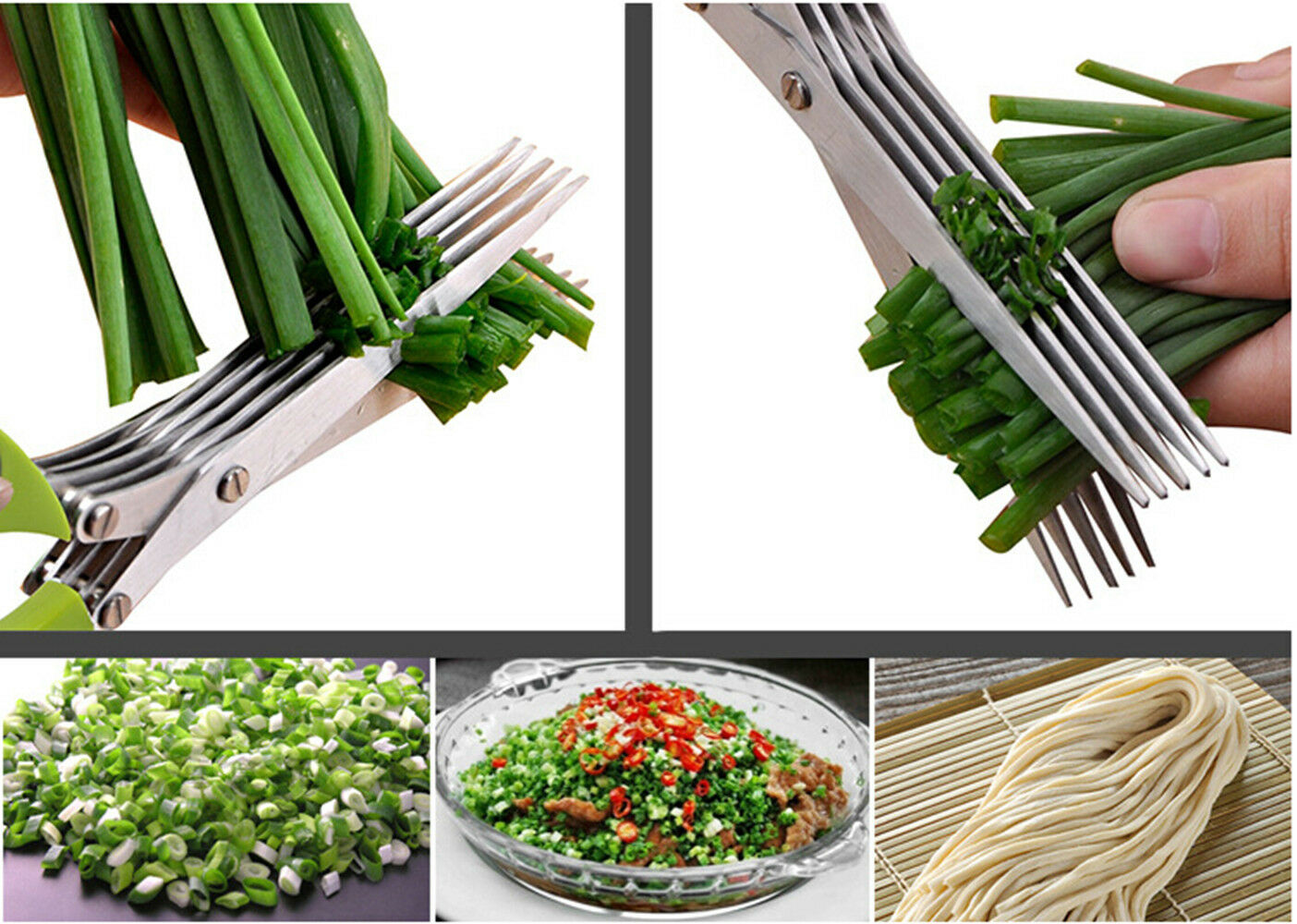 Sharp 5 Blade Herb Scissors Kitchen Snips Gadgets Tools Multi Shredding Shears