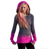 Mujer Estilo Urbano Popular 2 Colores Azul Gris Lila Degradado Top con Capucha