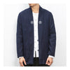 Hombre Cloth Estilo Chino Hombre Cloth Viento Abrigo Flax Azul Marino